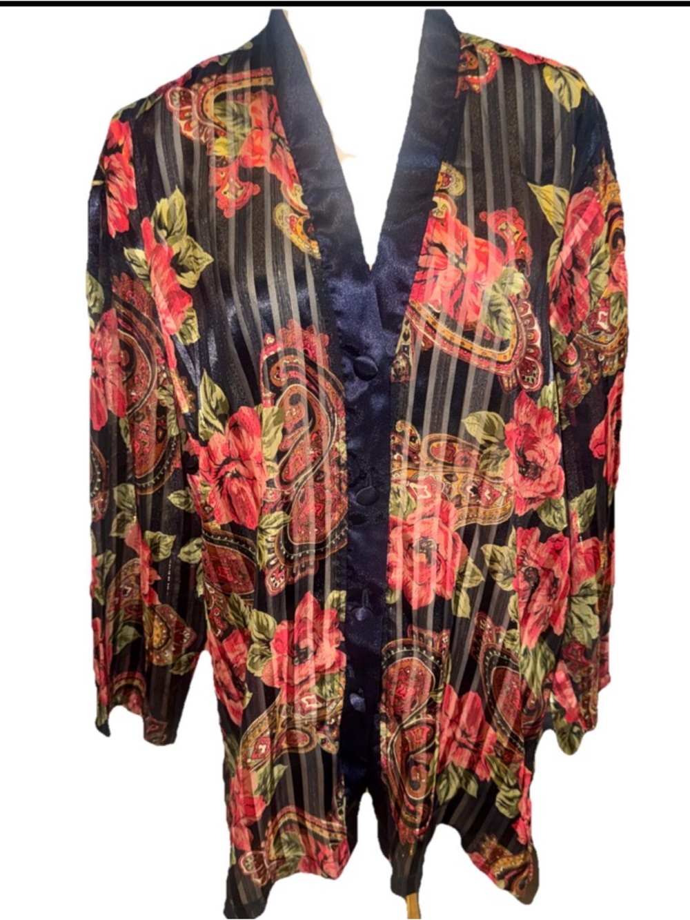 Vintage 80/90s Victoria’s Secret Gold Label Sheer Paisley Floral Button Down